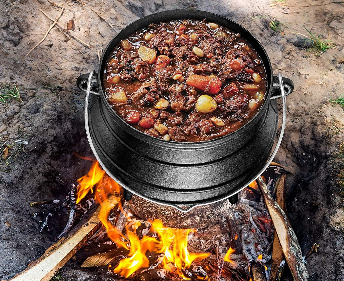 Cast Iron Pre-Seasoned Potjie Pot With Lid, 8 Quarts P70162