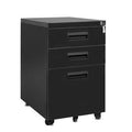 Black Metal 3-Drawer Mobile File Cabinet D318