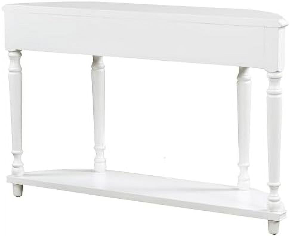 Antique White Wood Half Console Table with Drawers P74729