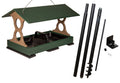 Large Fly Thru Bird Feeder Green and Tan with Universal Mounting pole Q93129