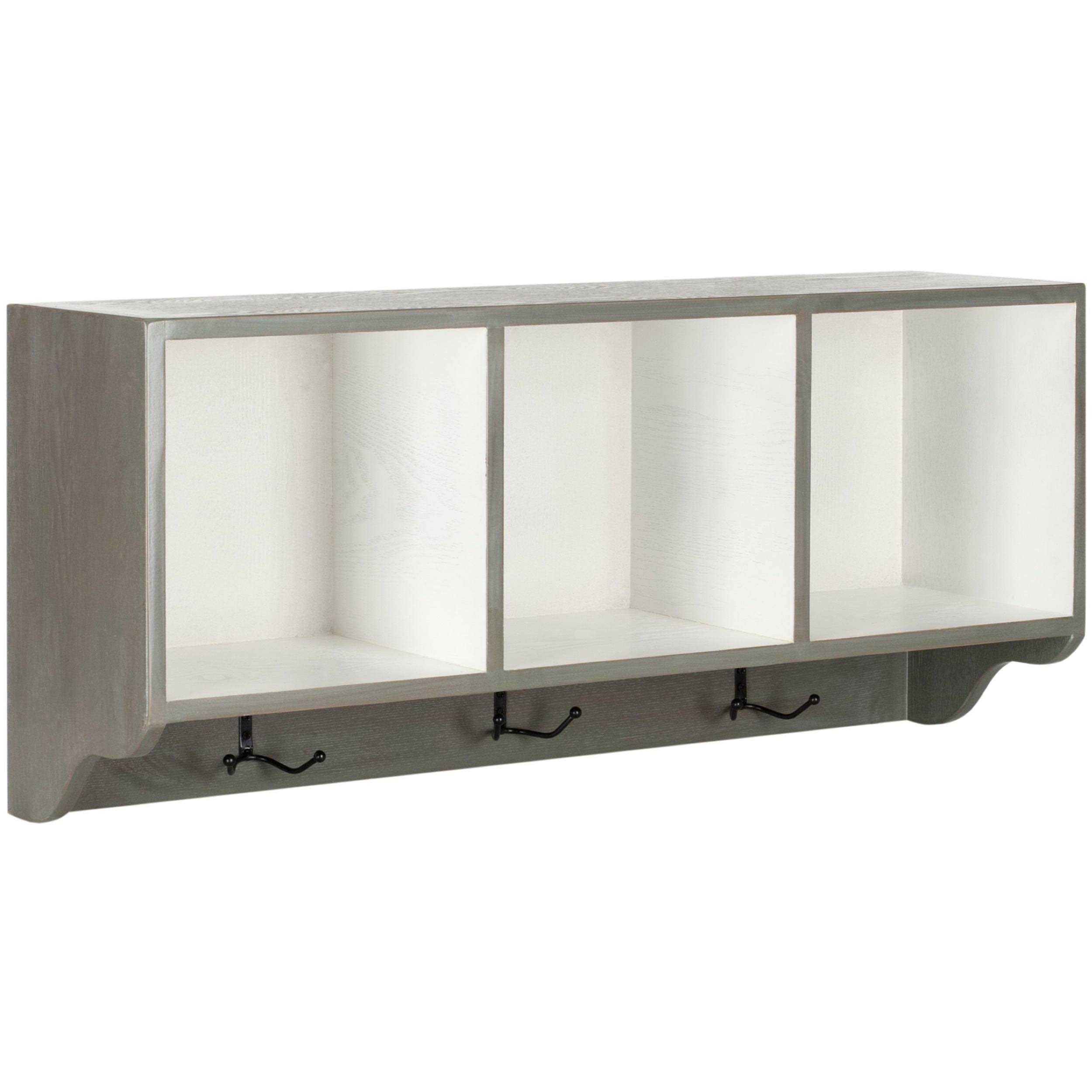 Ash Grey/White Wall Shelf with Storage Compartments M854