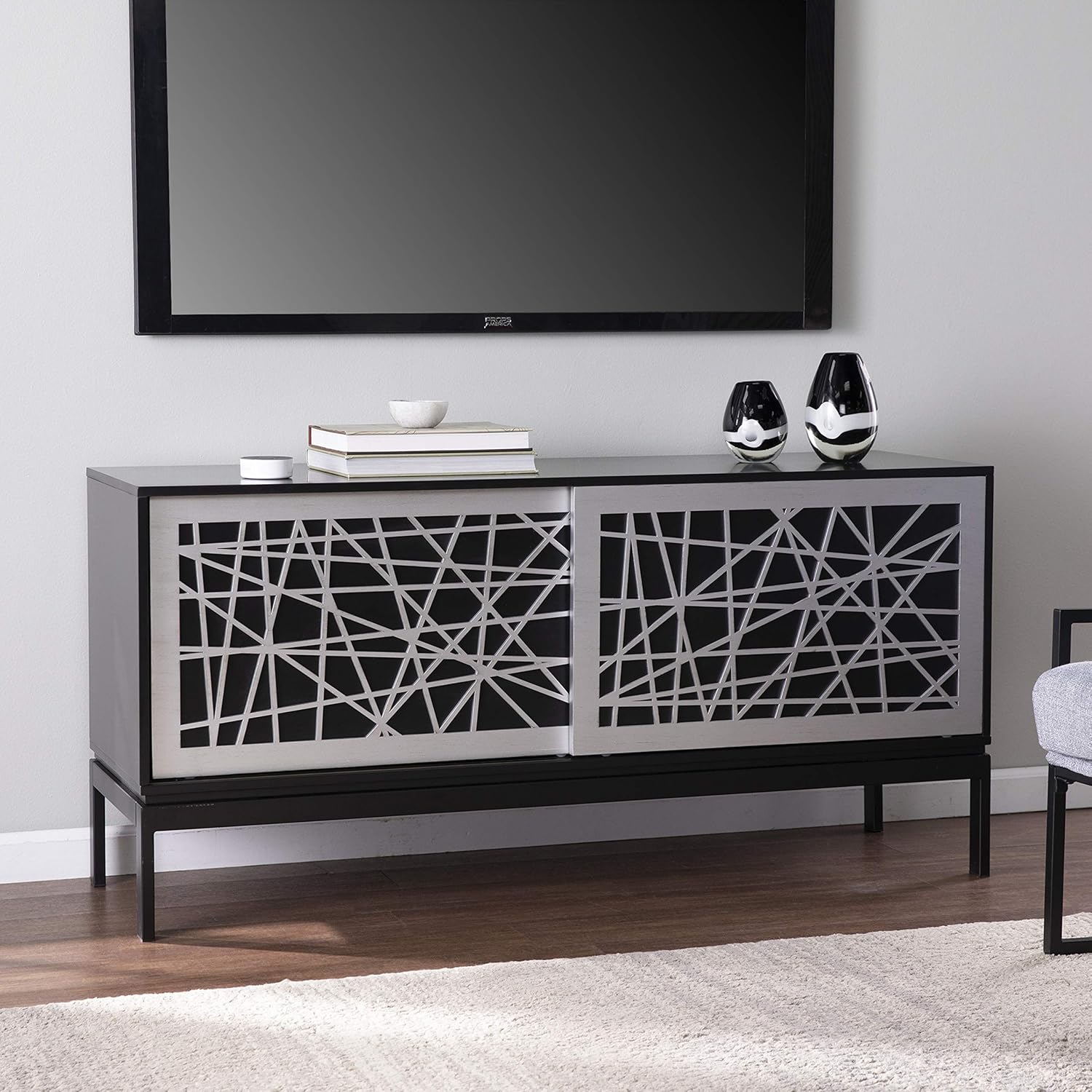 Black/Silver Media Cabinet W798005