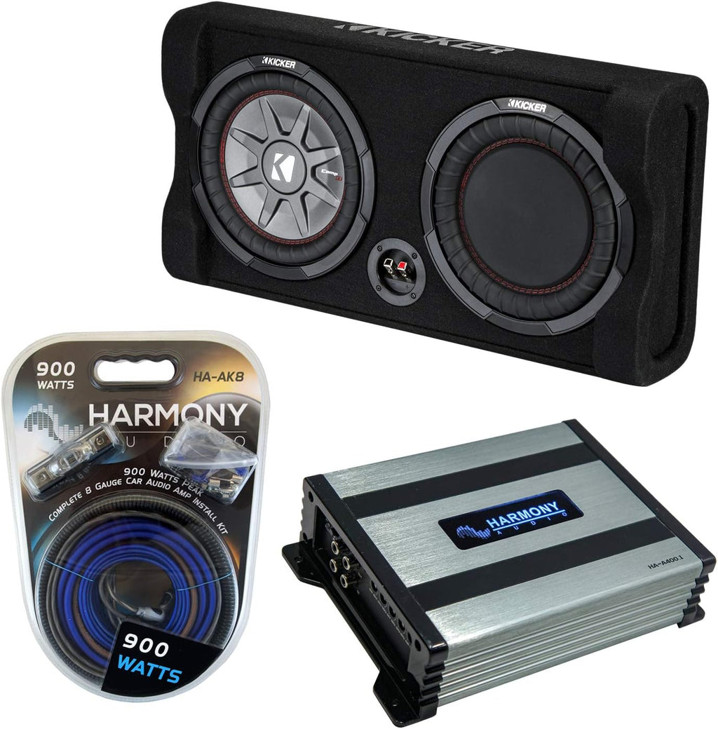 12 Thin Sub Box Passive Radiator Bundle with Amplifier & Amp Kit I860