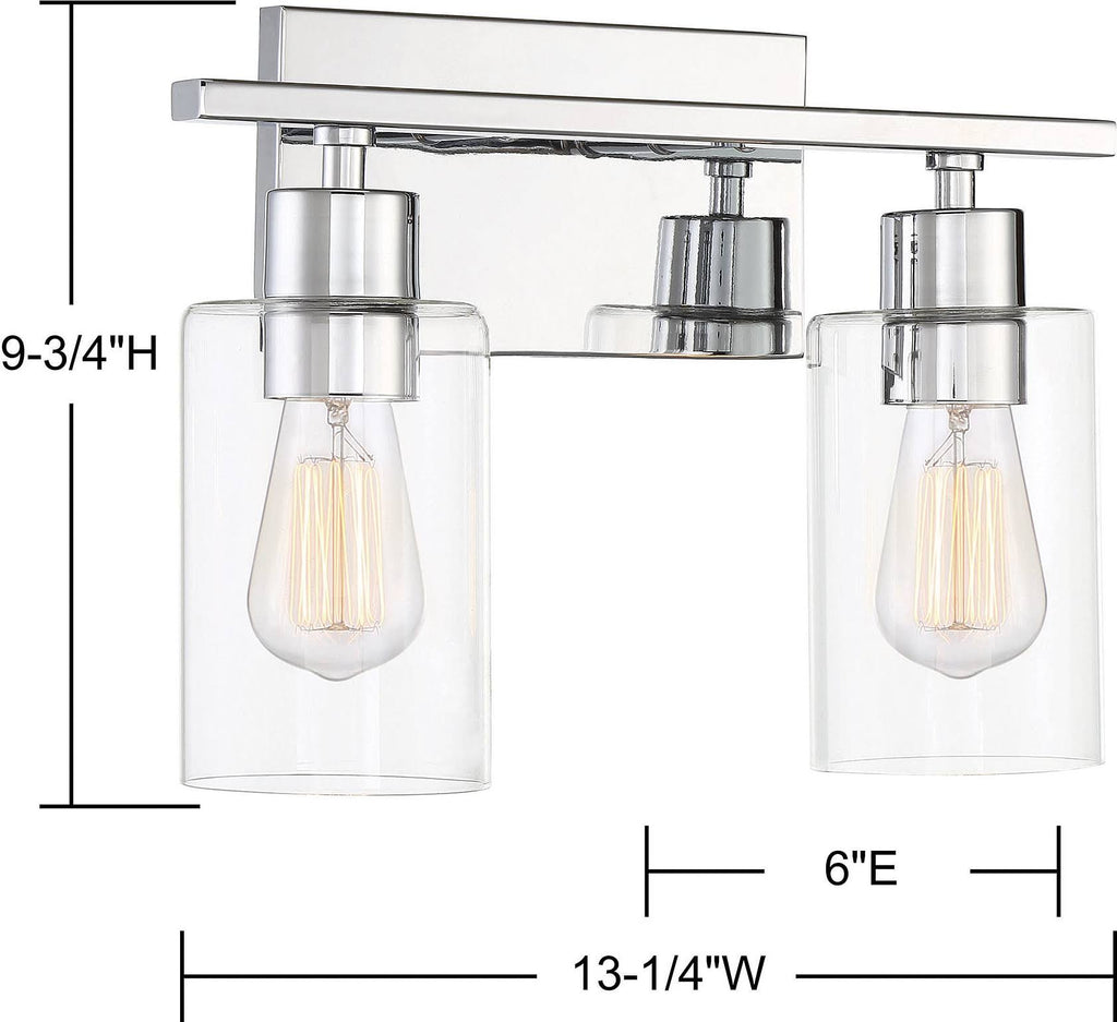 Polished Chrome 2 Light Bath Bar V39522