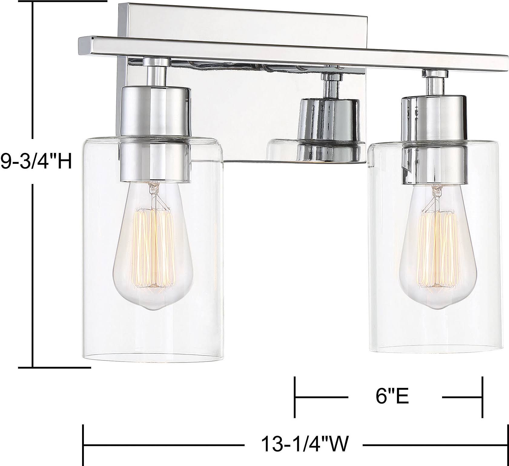 Polished Chrome 2 Light Bath Bar V39522