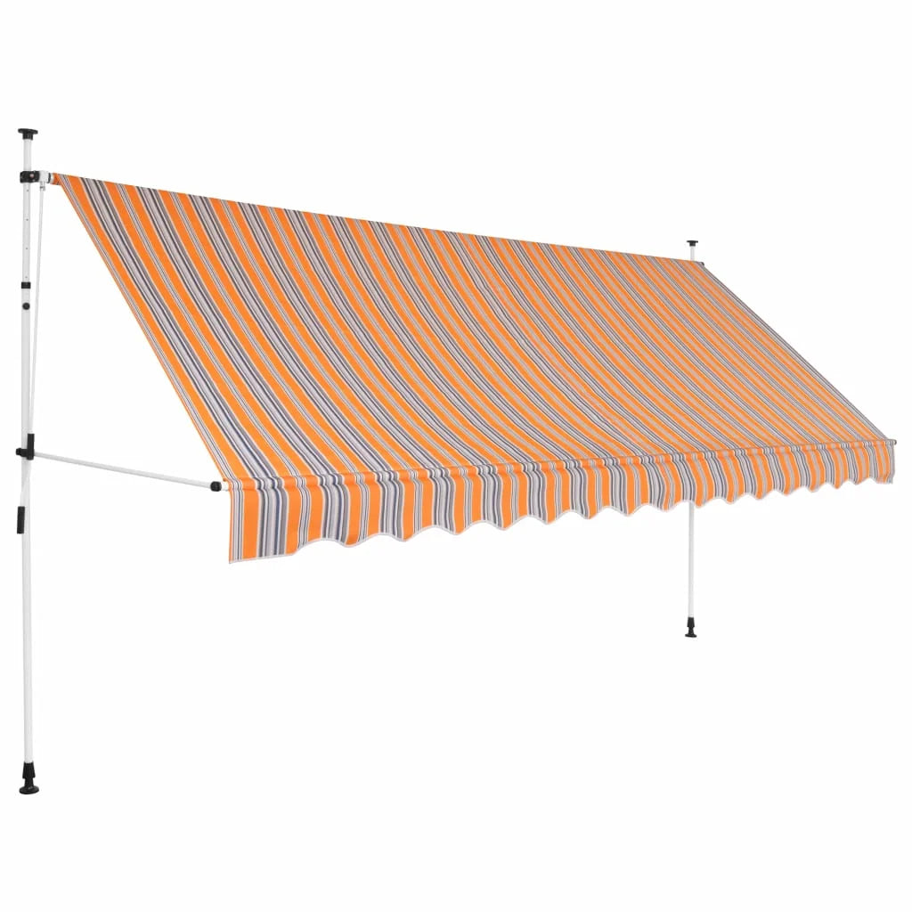 Manual Retractable Awning 157.5" Yellow and Blue Stripes Q21857