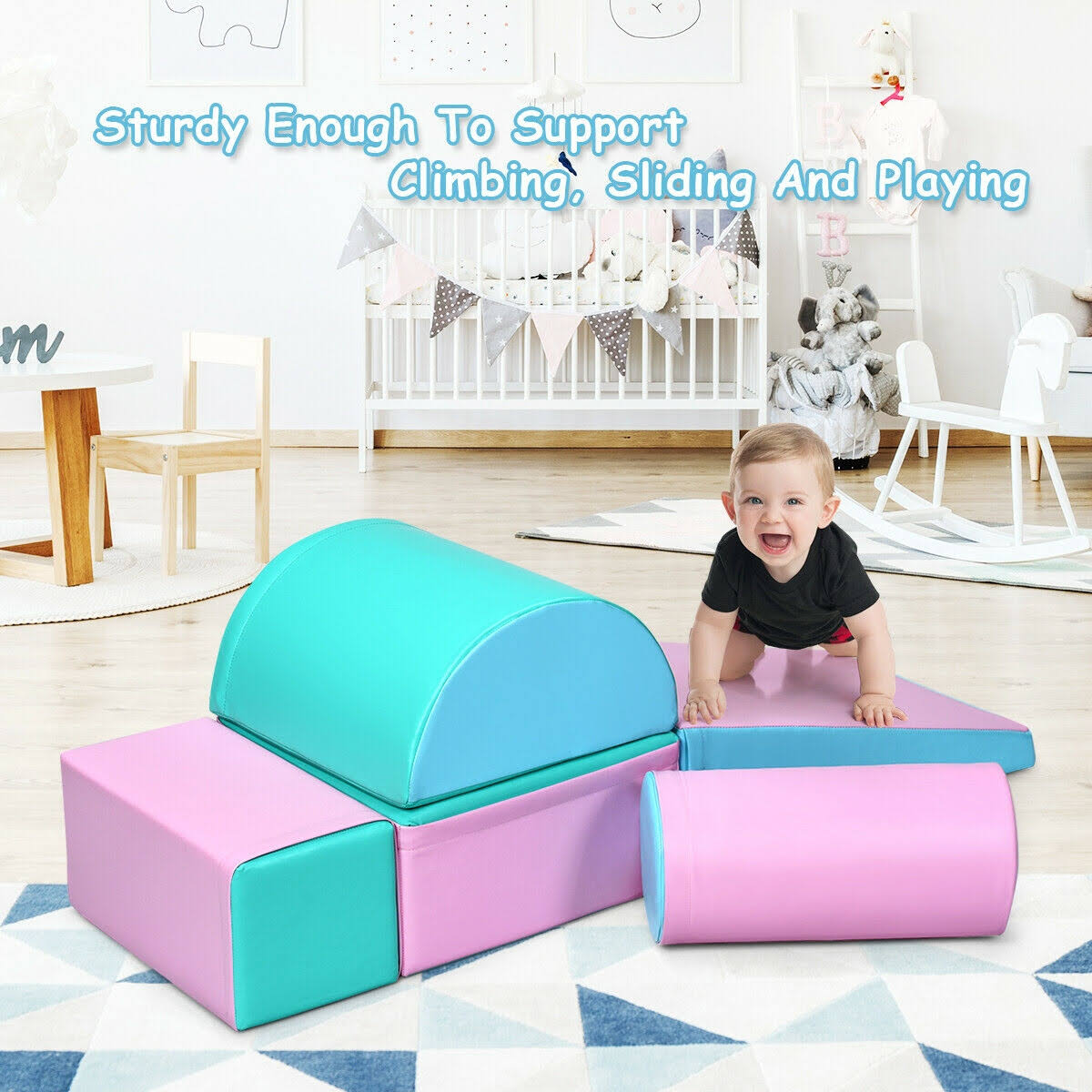 5-Piece Climb Activity Play Foam Blocks Pink D66516