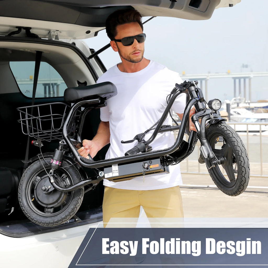 48V 500W Adults Electric Scooter with Removable Seat, 14" Off-road Pneumatic Tires, 20 MPH Max, 30 Miles Range, 350lbs Weight Limit, Black R7101