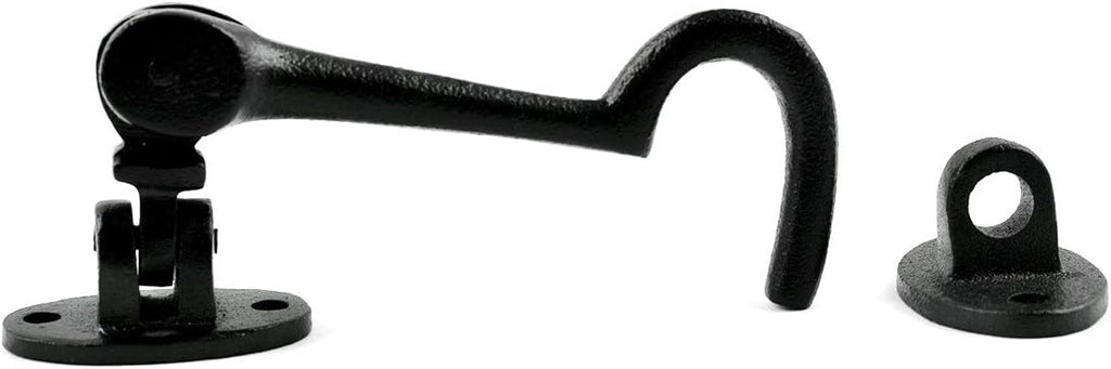 Black Wrought Iron Cabin Hook Eye Bolt 4 Swivel Style Reversible Privacy Hook Latches with Screws Pack of 10 R198