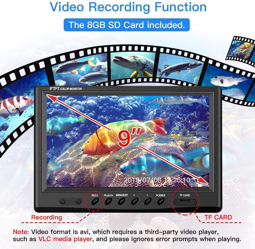 9 inch Color Screen Underwater Fishing Camera with 30M Cable X850340