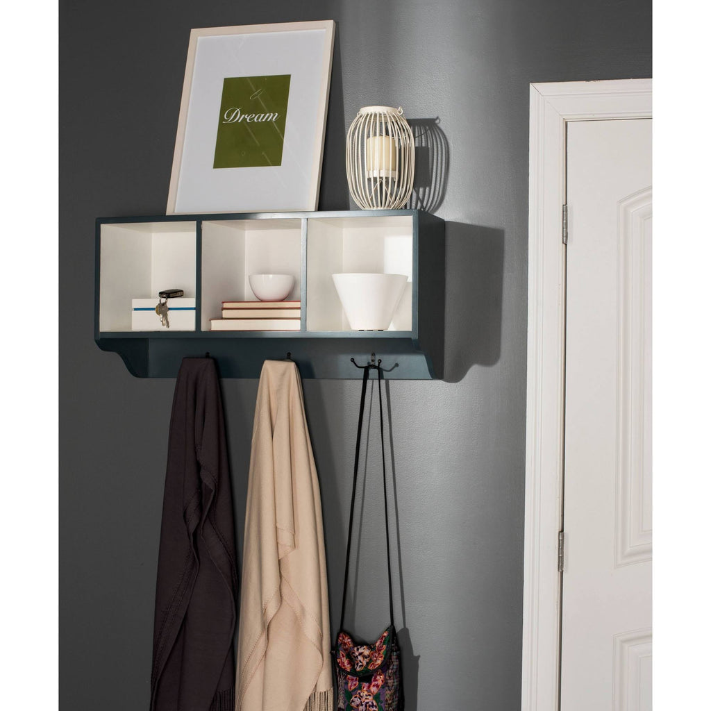 Ash Grey/White Wall Shelf with Storage Compartments M854