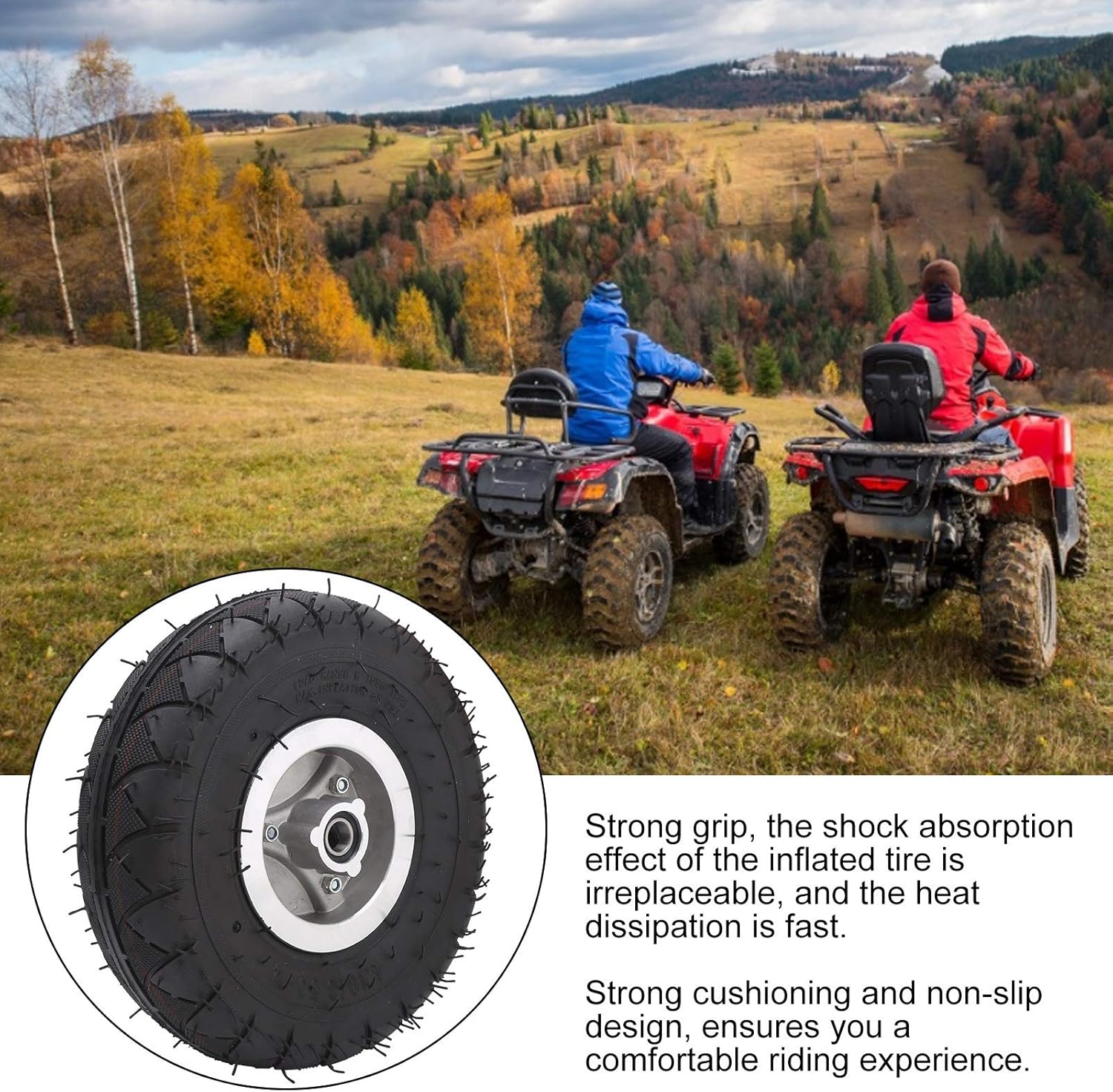 Electric Scooter Tire & Hub, 4.10-3.50-4, Pack of 2 F7228