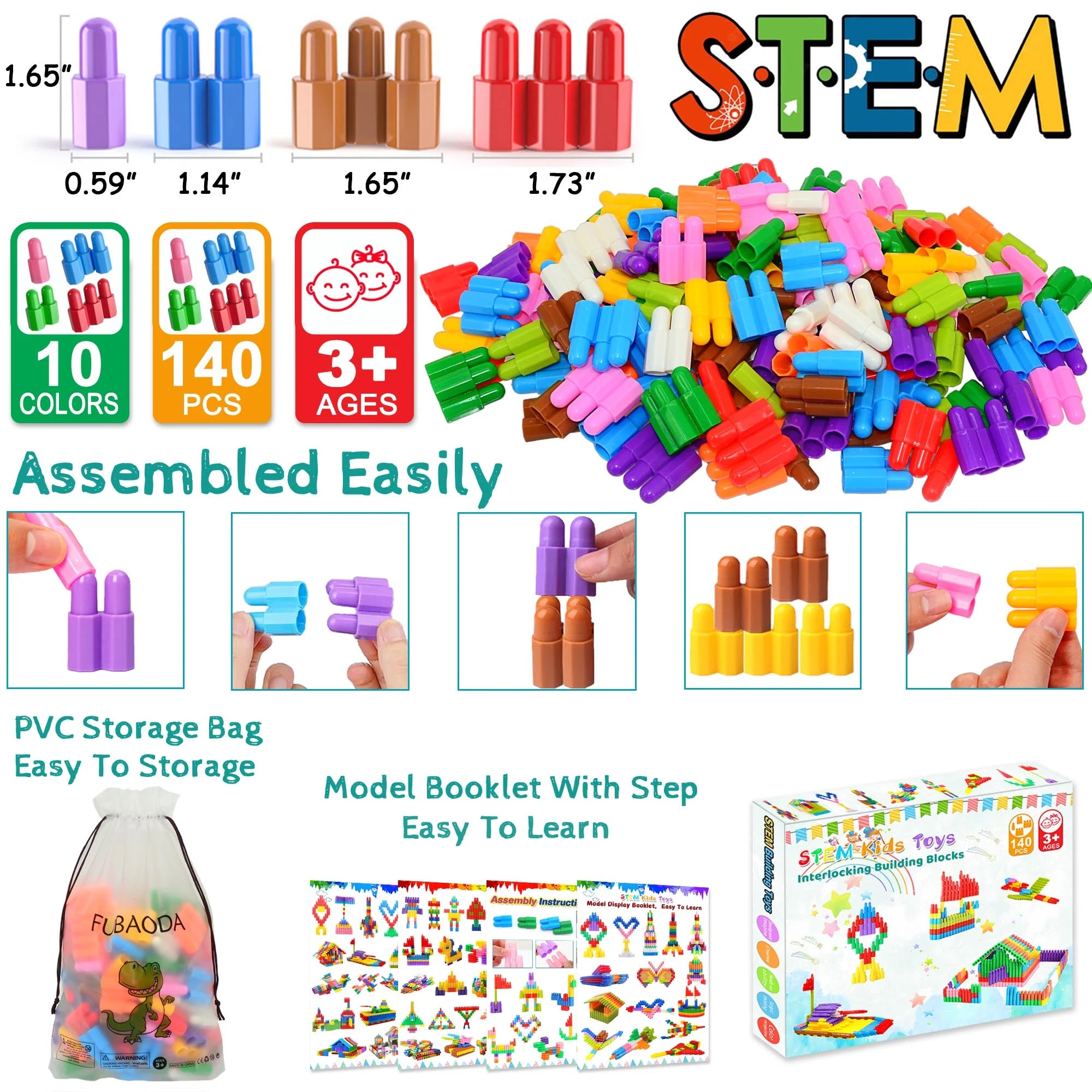 140 Pcs STEM Building Blocks Construction Toy Set C43725