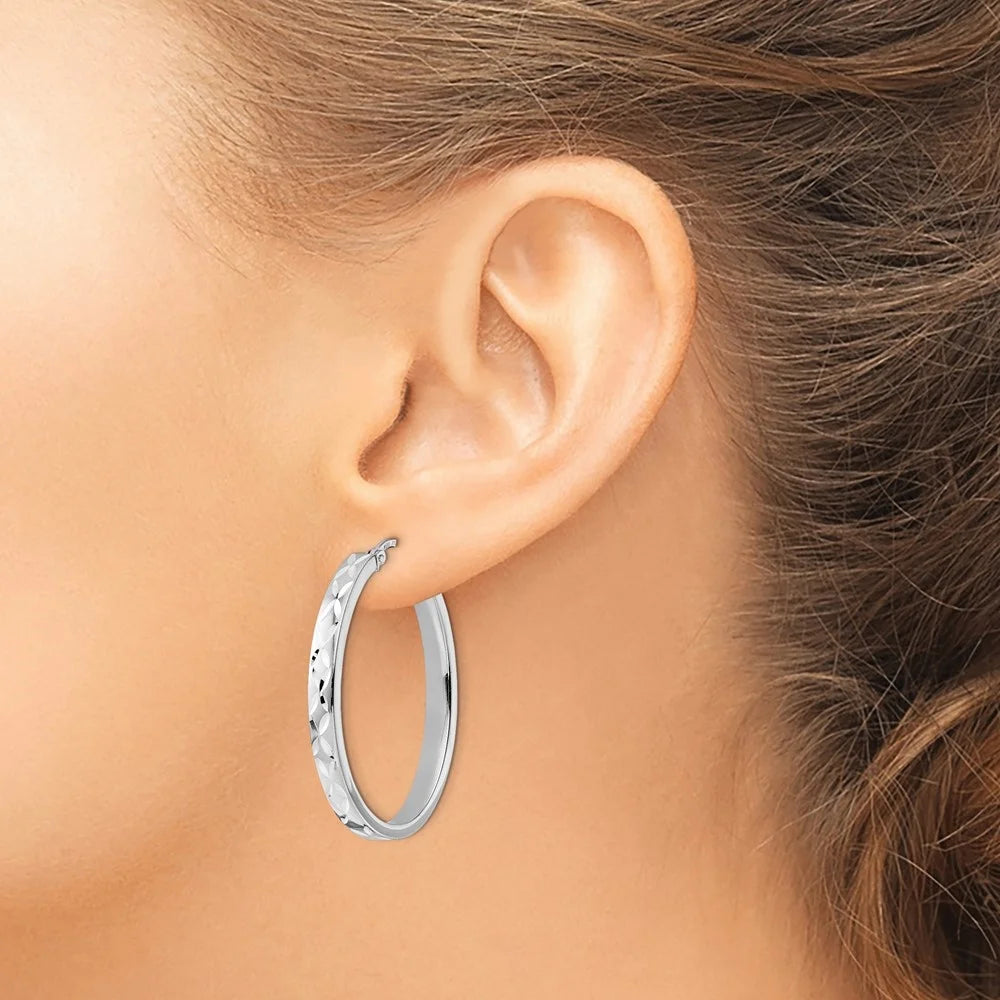 925 Sterling Silver Oval Hoop Earrings F633519