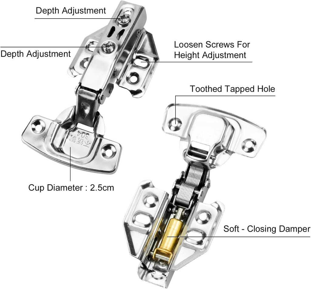 10Pcs Soft Close Full Overlay Cabinet Hinges S84590