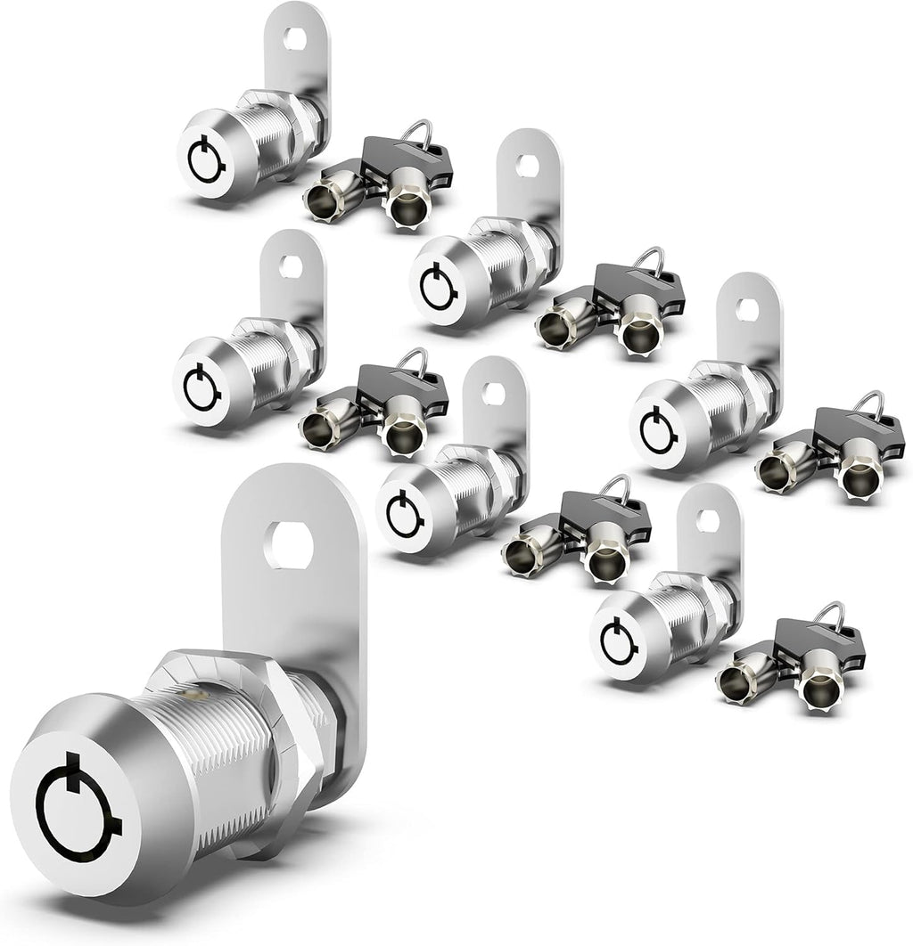 6 Pack Keyed Alike 1-1/8 Inch Zinc Alloy Cabinet Locks M948