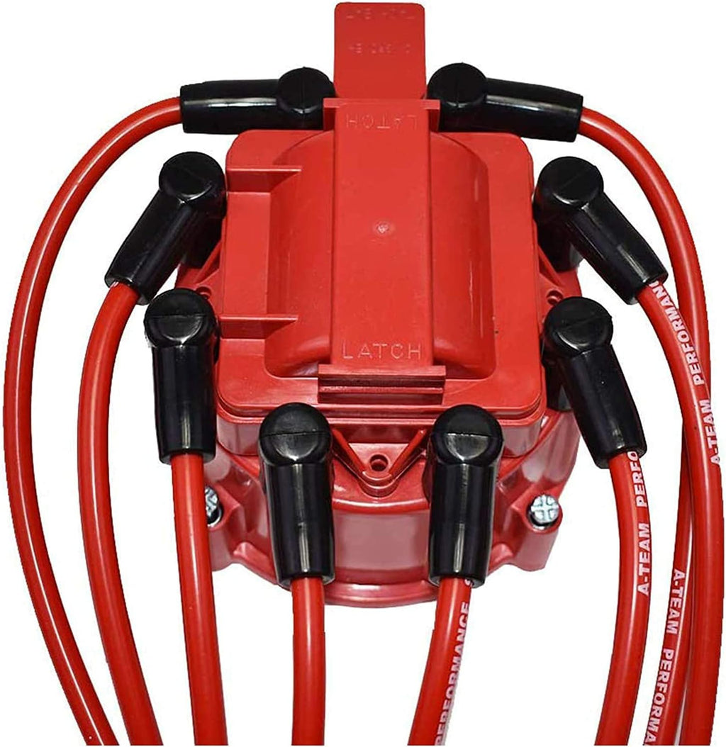 8-Cylinder EFI Distributor Cap Rotor Remote Ignition Coil Tune Up Kit 8.0mm Spark Plug Wires Kit Red H963740