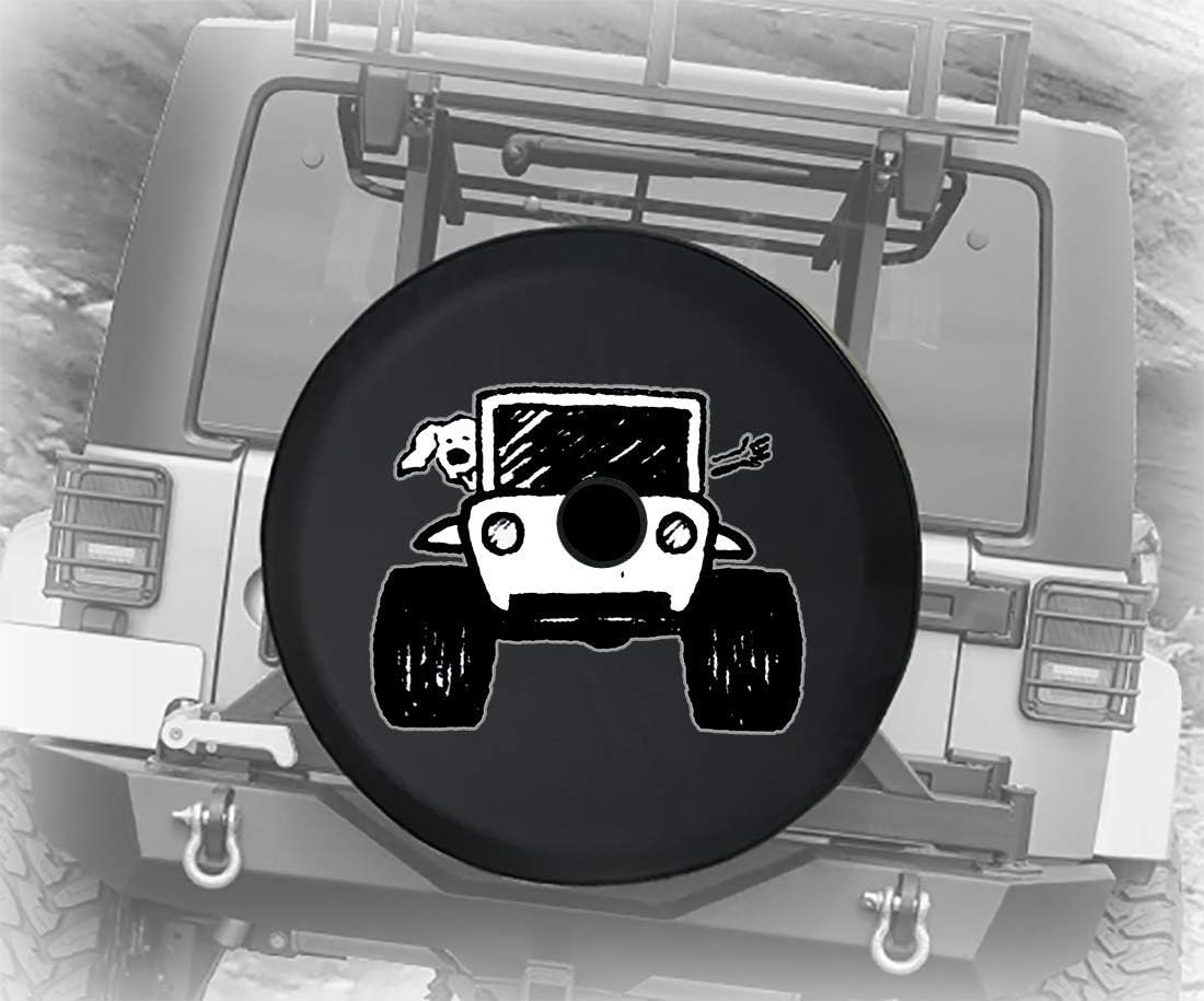 Black 32 Inch Spare Tire Cover with Backup Camera Hole Pack of 2 U266