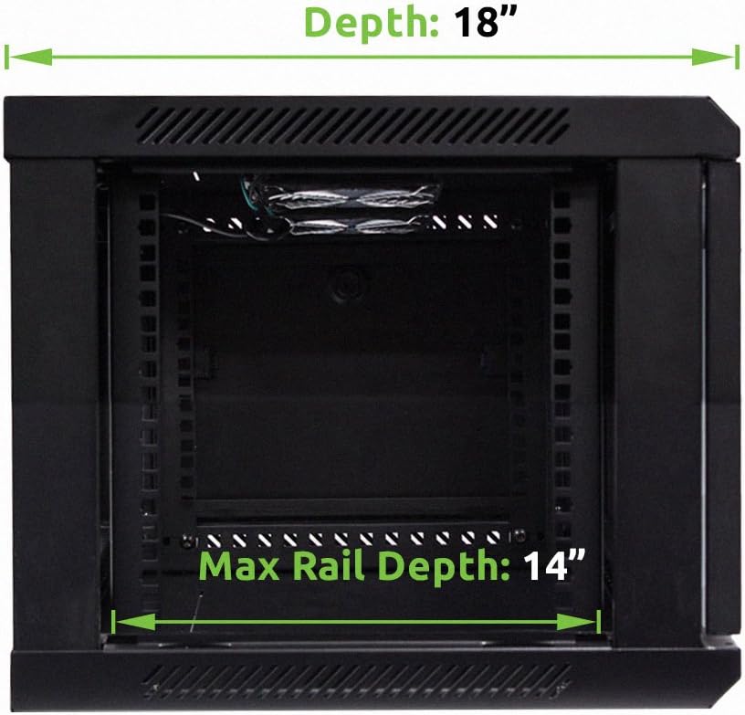 6U Wallmount Cabinet Enclosure 19-Inch Server Network Rack with Locking Glass Door Black D695967