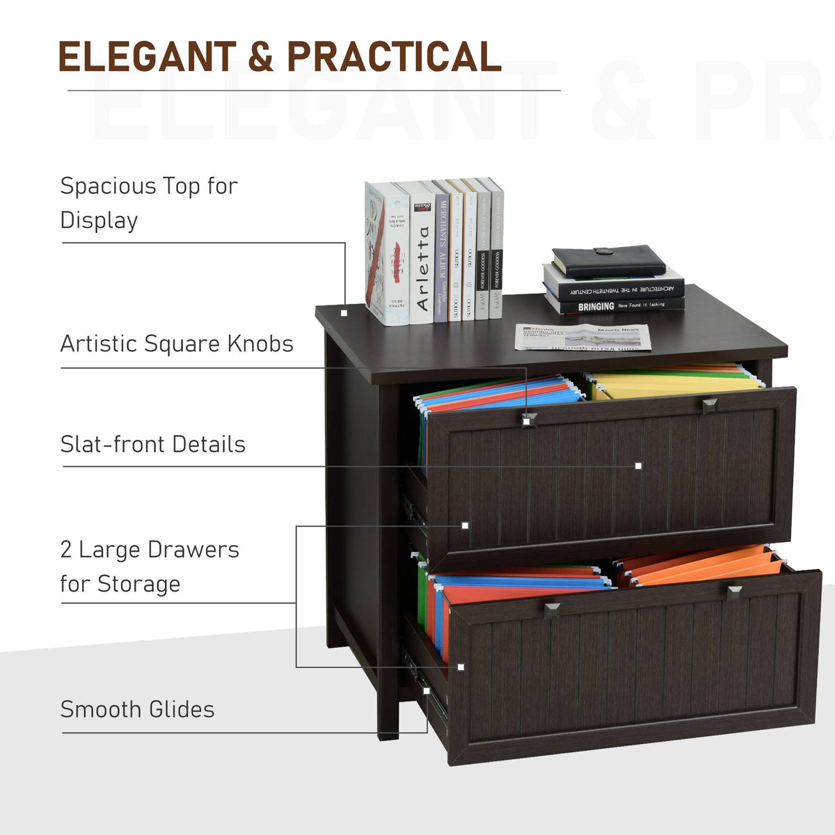 Brown Wooden 2-Drawer File Cabinet G483