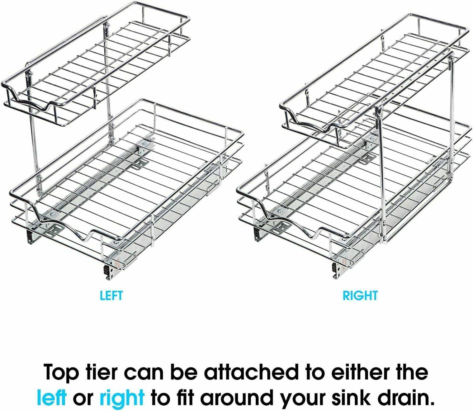 Silver Two Tier Sliding Under Cabinet Organizer O747