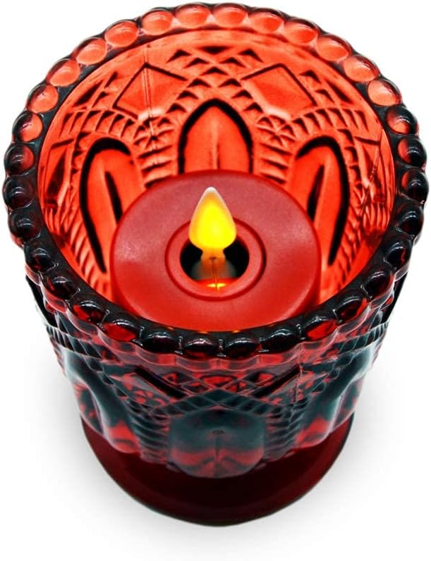 Red Pack of 4 Rechargeable LED Tealight Candles with Remote Control M169