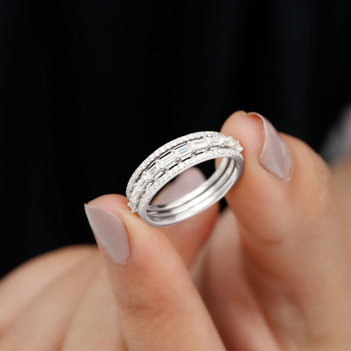 925 Sterling Silver Moissanite Ring Set R206574