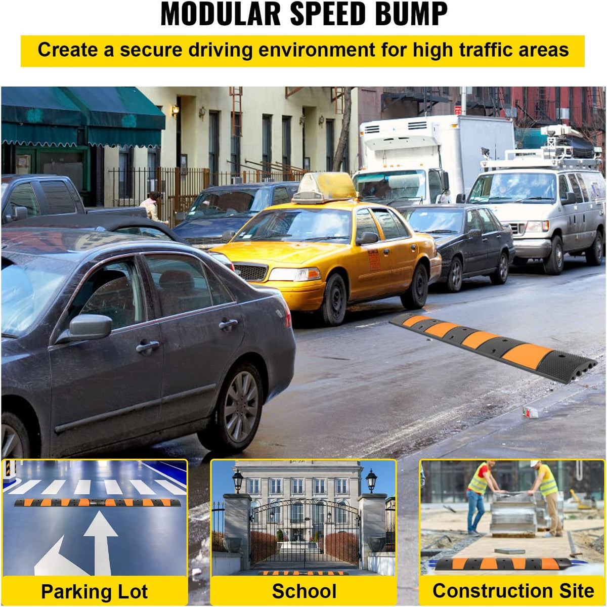 Rubber Speed Bump, 72.8 x 12.2 x 2.2, 22000 LBS Load Capacity M51200