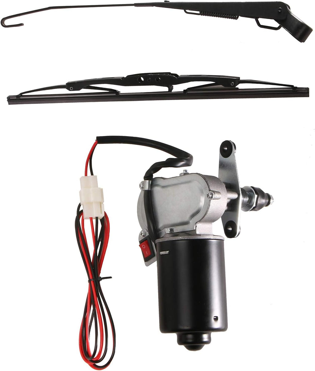 12V Universal Electric Windshield Wiper Motor Kit for UTV ATV Windshields, 11.8" Arm, 15.7" Blade Pack of 2 S7425