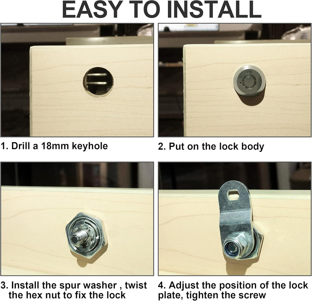 6 Pack Keyed Alike 1-1/8 Inch Zinc Alloy Cabinet Locks M948