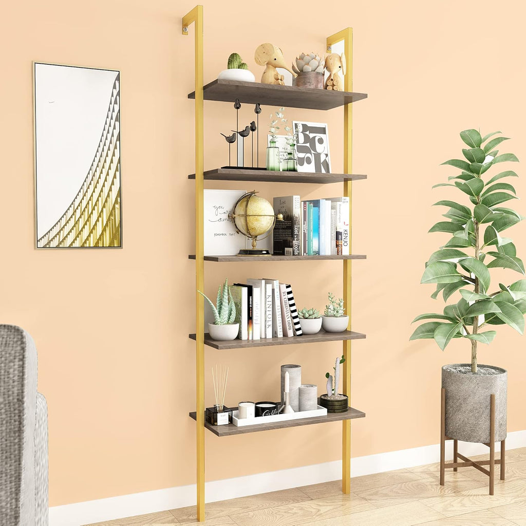 White Ladder Bookshelf (Soot+Gold) M14512