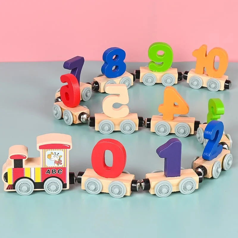 Wooden Magnetic Train Building Blocks Puzzle Toys D425