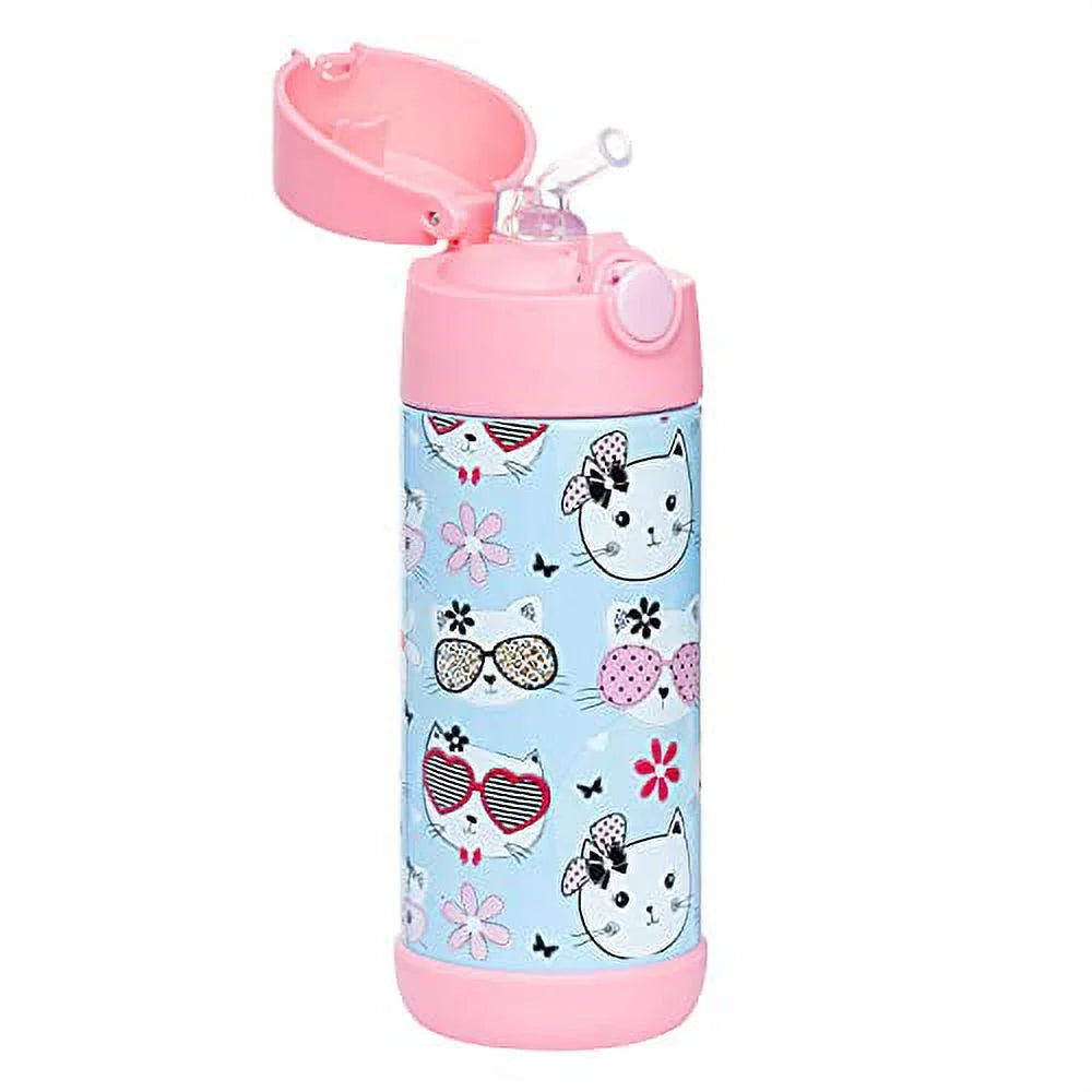 12oz Insulated Stainless Steel Kids Water Bottle with Straw X9360