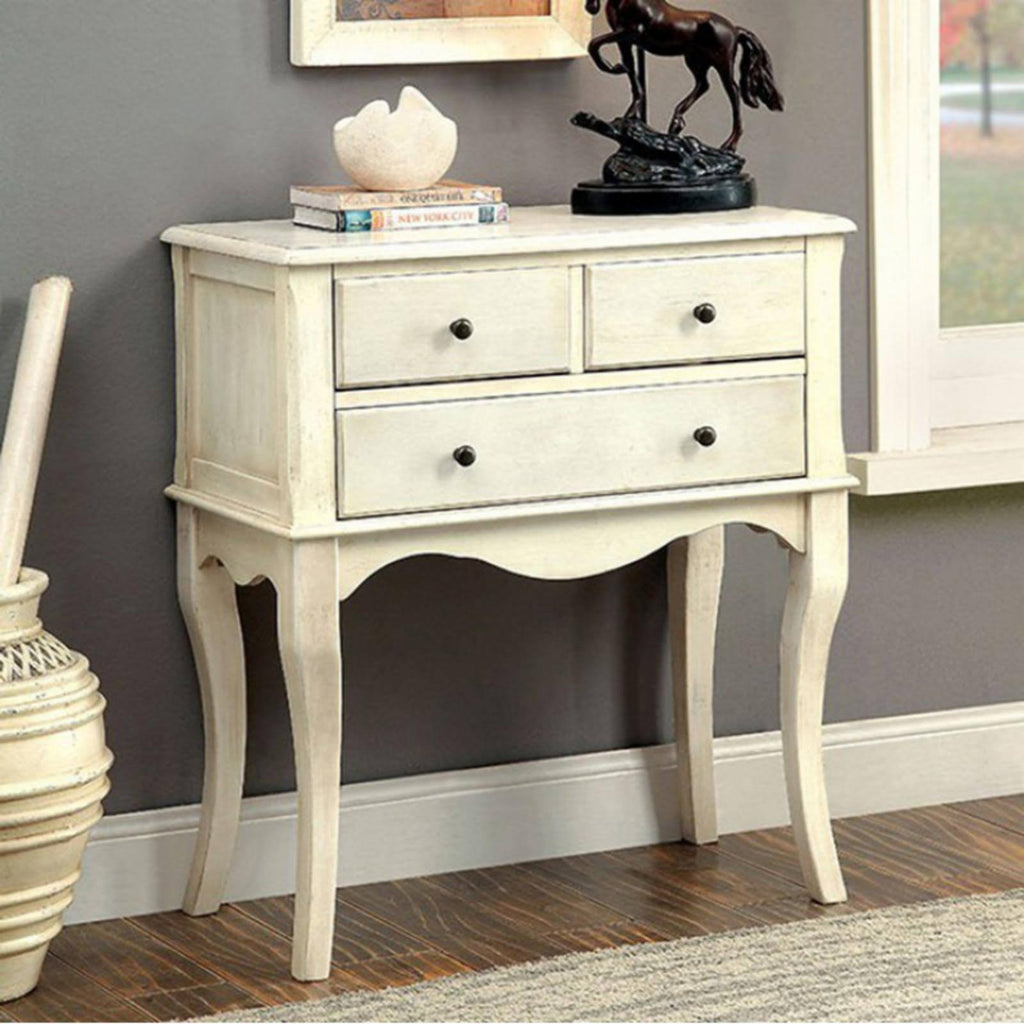 Antiqued White Hallway Cabinet D20906