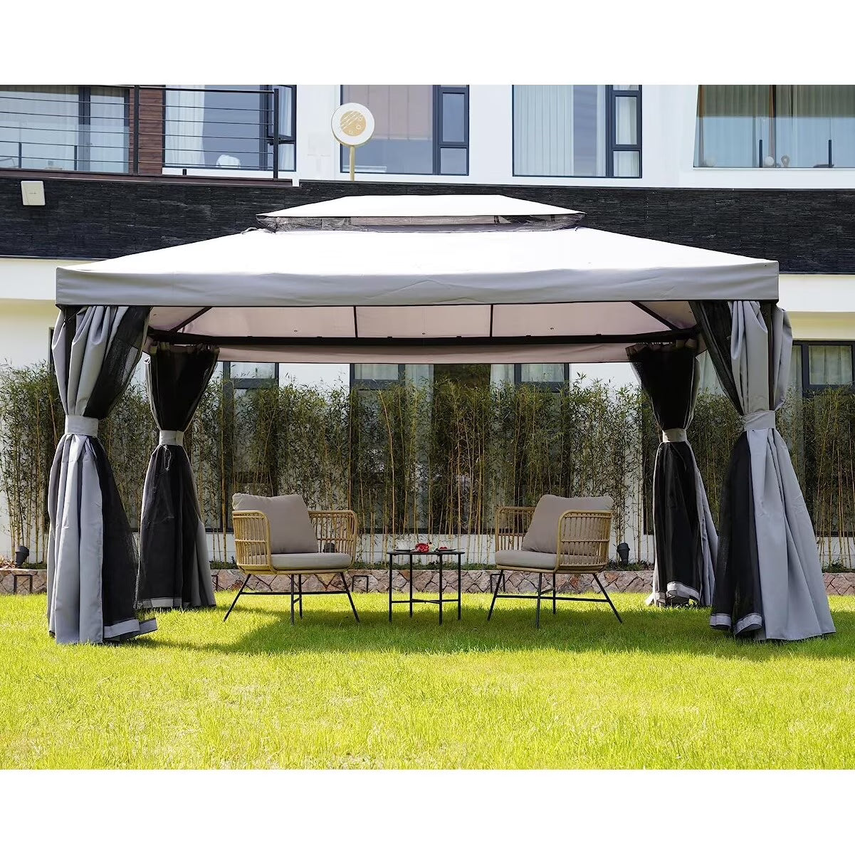 10X13 ft Outdoor Gazebo with Mosquito Netting and Curtains D823