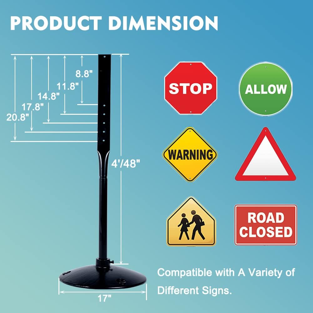 Cast Iron Pedestal Post Sign Holder with 17" Dia Base 48" Tall, Black O382180