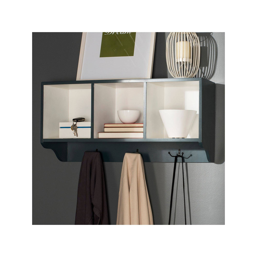 Ash Grey/White Wall Shelf with Storage Compartments M854