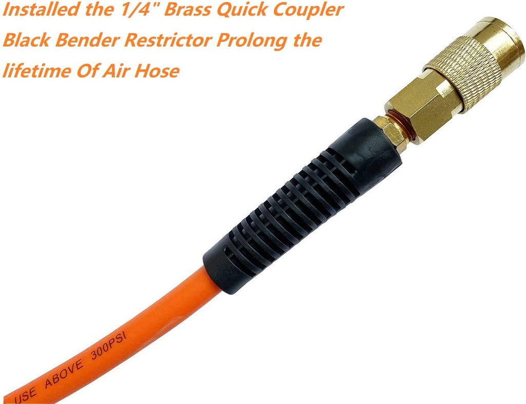 Orange 3/8”ID x 100ft 300PSI Air Compressor Hose with 1/4” Brass Coupler, Pack of 2 N28724