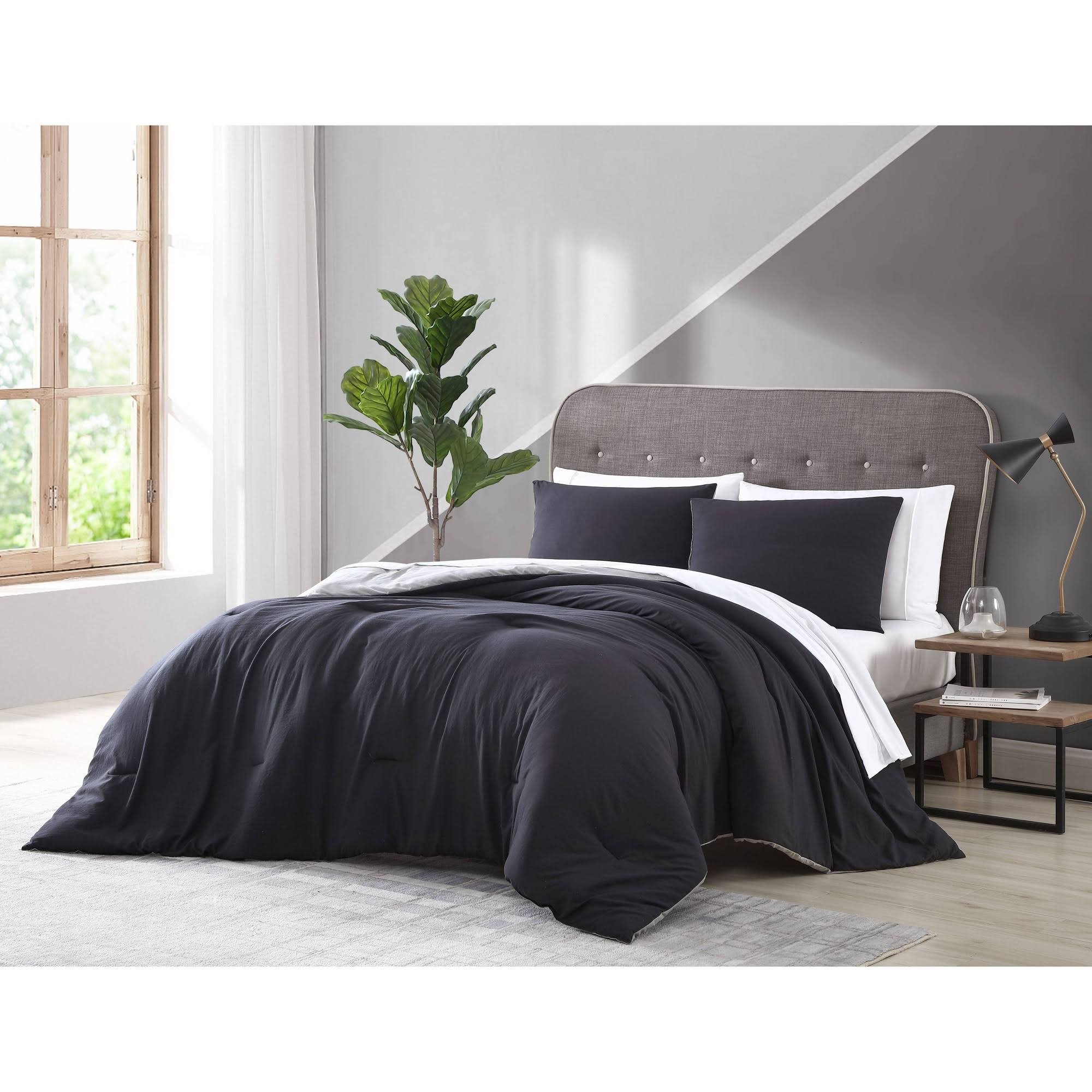 Twin Enzyme Washed 5-Pc. Bed Set Black/Grey G229189