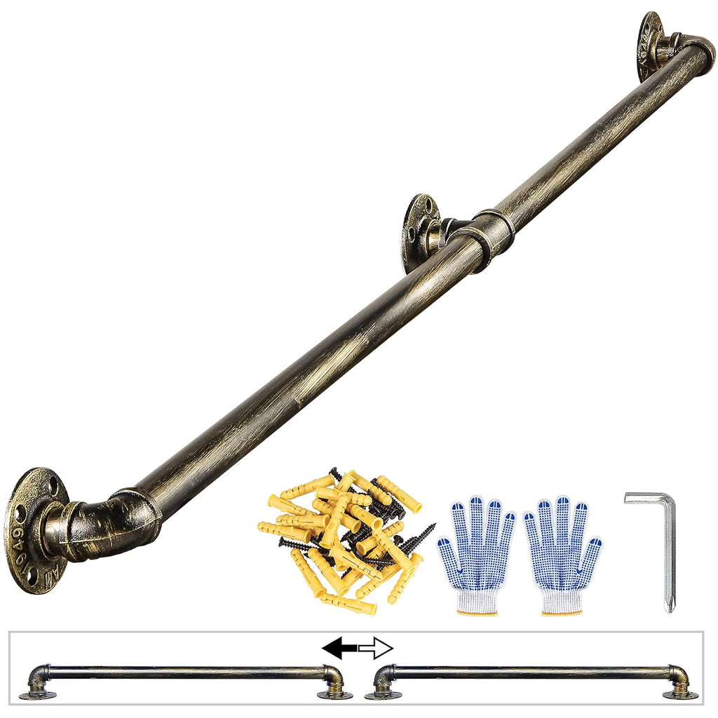 20FT Metal Pipe Handrail Kit Wall Mount Banister Antique Bronze J63218