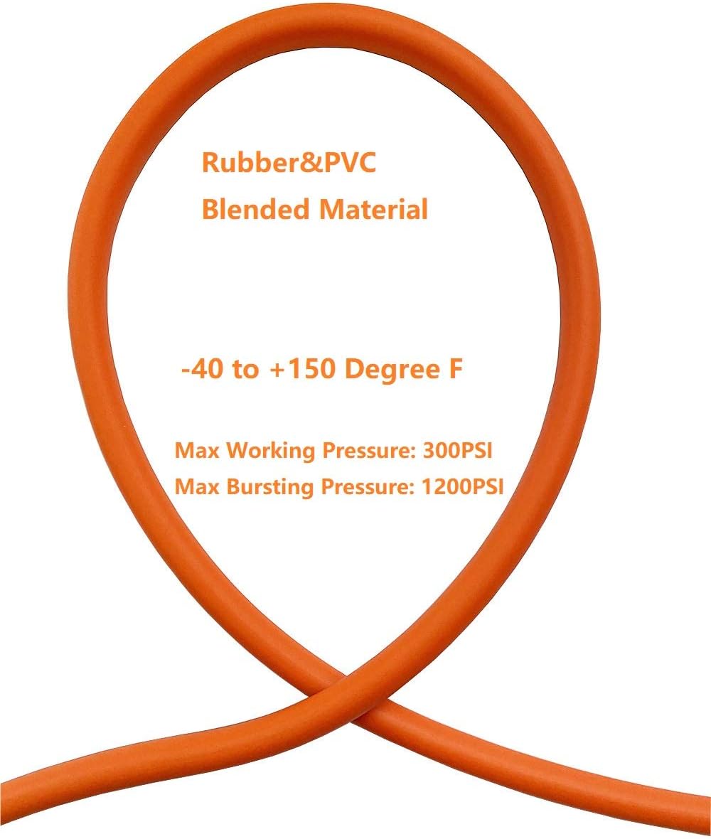 Orange 3/8”ID x 100ft 300PSI Air Compressor Hose with 1/4” Brass Coupler, Pack of 2 N28724